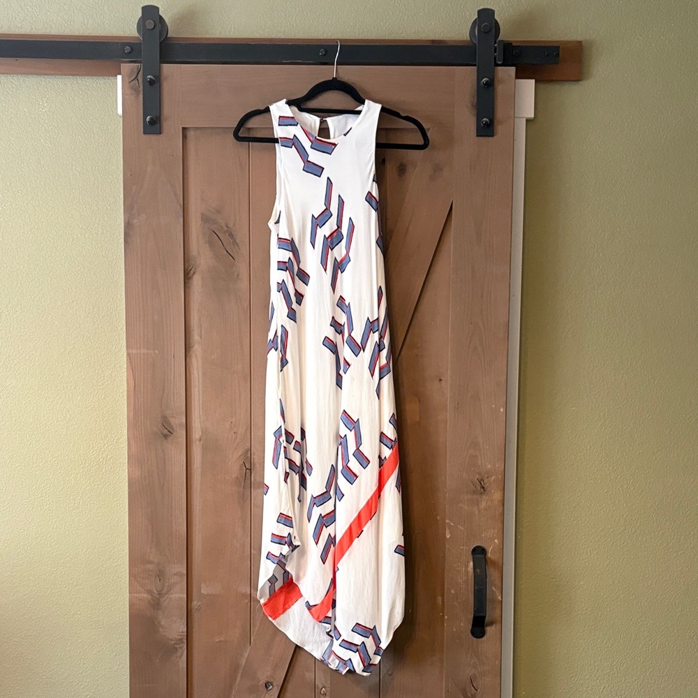 RACHEL Rachel Roy Asymmetrical Dress in White, Blue, and Red